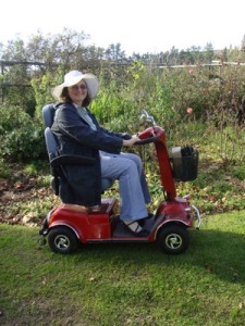 Linda on mobility scooter